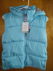 H & M Girls Seafoam Green Insulated Puffer Vest Removable Hood Size 10 NWT - Picture 1 of 8