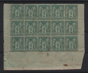 FRANCE YVERT 74 SCOTT 77 " PEACE AND COMMERCE SAGE 2c BLOCK OF 15 " MH F T809 - Picture 1 of 2
