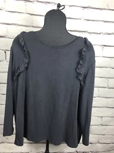 Neu mit Etikett Drew Damengröße Large verwaschen schwarz Langarmshirt Pullover Rüschen - Bild 1 von 8