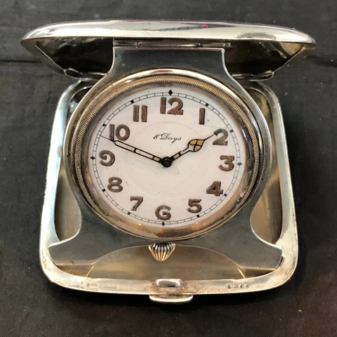 CONCORD SWISS 8-DAYS TRAVELER CLOCK STERLING SILVER - not running ART DECO #19T Cover