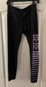 Bebe Sport~Activewear leggings  for Women. Black + Purple Logo ~size S - Picture 1 of 7