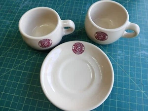 VINTAGE 3PC LOT 1955 USC COFFEE CUPS WITH SAUCER WALLACE CHINA RESTAURANT WARE - Picture 1 of 3
