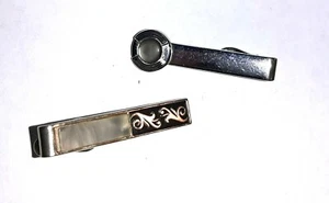 Vintage 2 tie clasps Swank silver tone - Picture 1 of 3