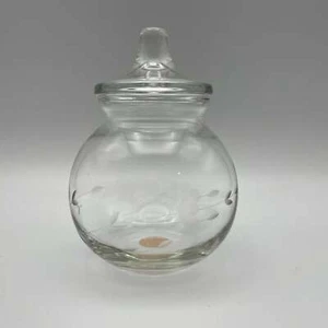Princess House Vintage Etched Small Round Clear Jar With Lid - Picture 1 of 1