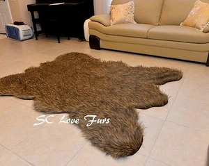 72" Grizzly Cali Bearskin Faux Fur Area Rugs Christmas Cabin - Picture 1 of 3