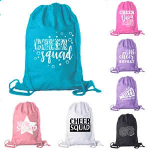Mochilas de algodón para animadoras Bolsos con cordón para animadoras Equipo Bolso Cinch - Imagen 1 de 8
