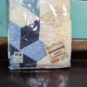 Cracker Barrel Blue Stars Pillow Sham Standard Size Quilted Country Quilt - Picture 1 of 6