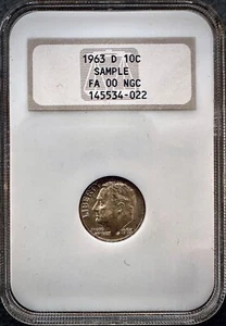 1963-D Roosevelt Dime NGC Sample Slab OH Type 4 Holder  - Picture 1 of 4