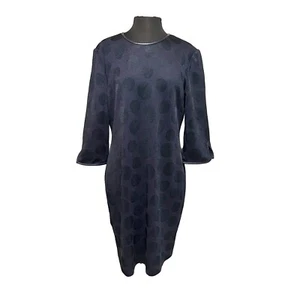 St. John Women's Navy Blue Polka Dot Knit Dress Zip Back Size 16 NWT $1,095 - Picture 1 of 24
