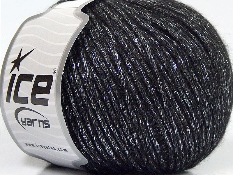 Пряжа для льда Silver Black Night Star 67950 DK шерстяная смесь металлик цепочка 50 г 218 лет - Изображение 1 из 4
