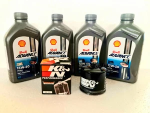 DUCATI 950 MULTISTRADA 2017-2022 K&N OIL FILTER 15W50 SHELL ADVANCE SERVICE KIT - Picture 1 of 4