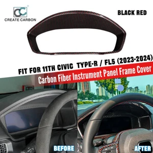 Gloss Carbon Fiber Instrument Panel Frame Cover Trim For 11th Civic Type R FL5 - Foto 1 di 7