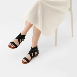 Womens Elastic Cross Flat Sandals Ankle Straps Gladiator Sandals Summer Sandals - Picture 1 of 55
