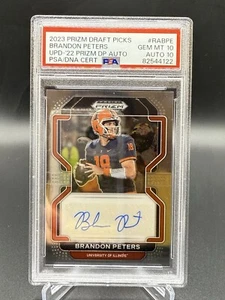 2023 Prizm Draft Picks #RABPE Brandom Peters RC Auto PSA GEM MT 10/10 - Picture 1 of 2