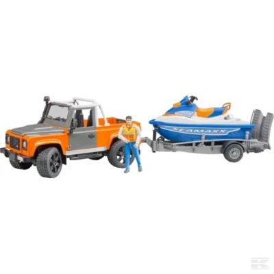 Bruder Land Rover With Trailer, Personal Water Craft And Driver 1:16 Scale Model - Image 1 of 2