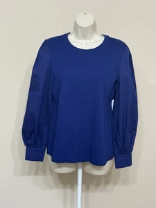 Liz Claiborne Damen dunkelblau lange Ballonärmel Rundhals Komfort Bluse S - Bild 1 von 11