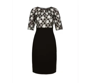 Abito a tubino Hobbs London Willow avorio nero taglia UK 14/US taglia 10 $375 nuovo con etichette - Foto 1 di 8