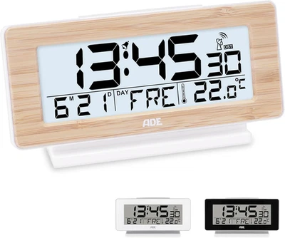 ADE Funkwecker Digital Mit Batterie | Tischuhr Mit Temperaturanzeige Und Kalende - Bild 1 von 4