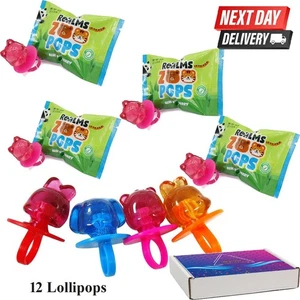 12 x Candy Realms Zoo Fruit Candy Lollipops 11g – Multi-Flavour Kids Party Gift - Picture 1 of 2