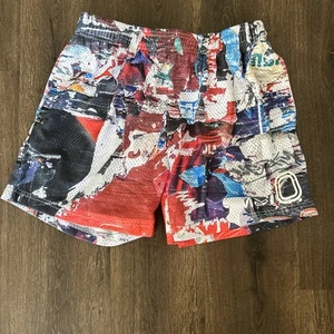 OVERTIME Pantaloncini Basket Maglia Multicolore Grafica 5” Cucitura Interna Taglia Media - Foto 1 di 7