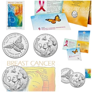 US Mint 2018 Breast Cancer Awareness Half Dollar Proof 50c Coin And Stamp Set - Picture 1 of 17
