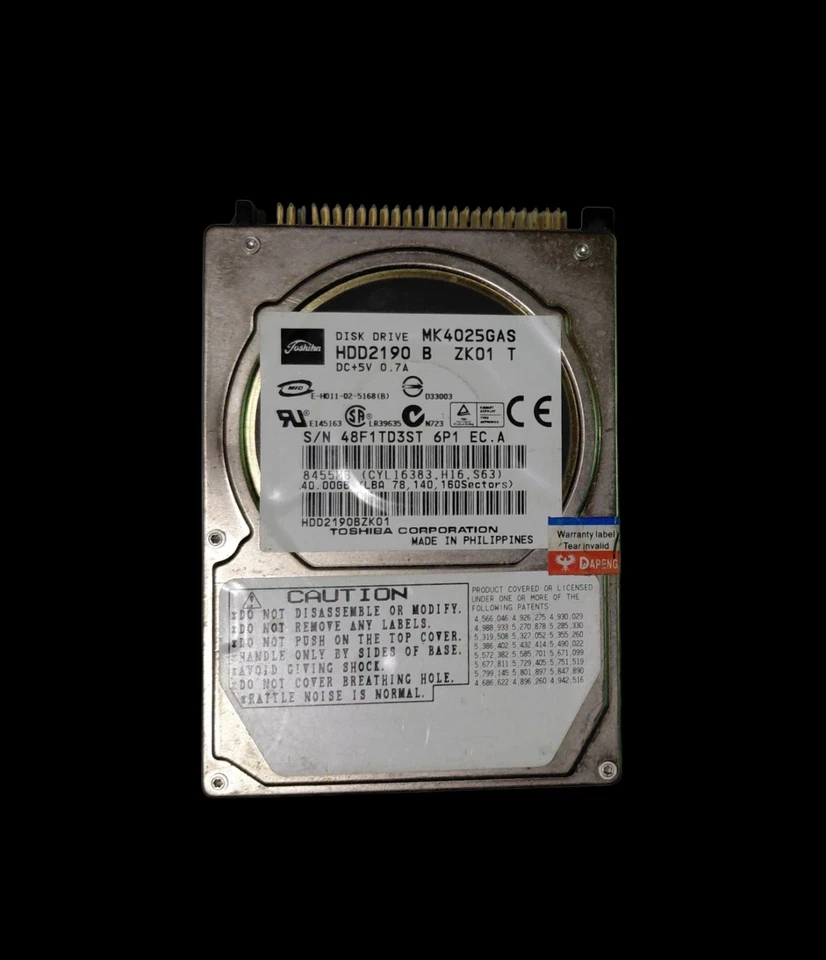 Toshiba HDD2190 40GB Disk Drive | 2.5" - Image 1 of 2