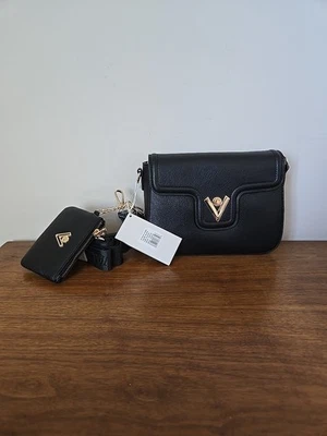 Valentino Orlandi Bandolera Cartera Negro Dorado V-3030 Cuero Vegano  Foto 1 de 4