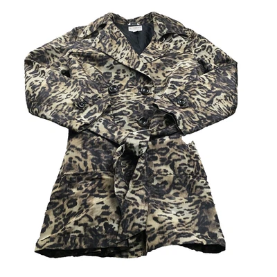 Talbots Collection Womens Coat Sz 10 Leopard Pockets Belted Italian Fabric Lined - Image 1 of 4