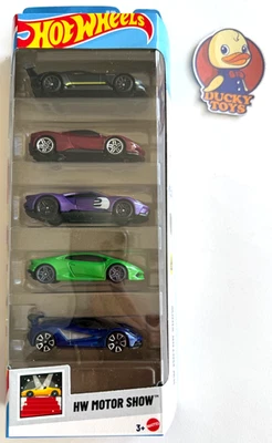 Hot Wheels HW Motor Show 5 Pack NEW 2025 Ferrari SF90 Aston Martin Lamborghini - Image 1 of 4