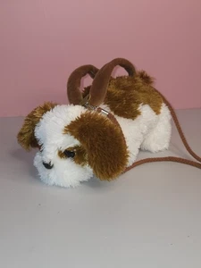 Borsa peluche cane vintage Aurora marrone e bianco peluche carina  - Foto 1 di 7
