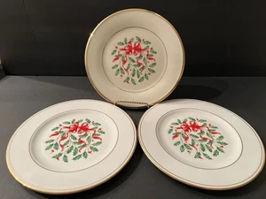 Lenox Accent Collection Schnee Stechpalme Band 8-1/8" Salatteller Neu mit Etikett 3er Set - Bild 1 von 3