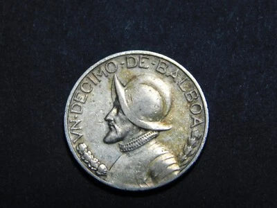 VINTAGE 1930 PANAMA 1/10 BALBOA  SILVER COIN - Image 1 of 4