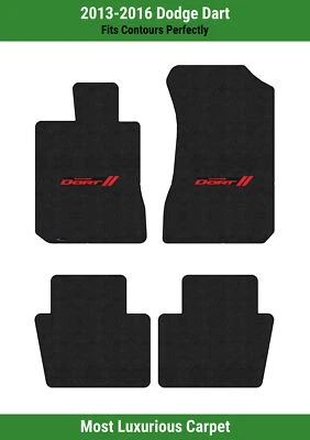 Alfombrillas delanteras y traseras Lloyd Luxe para Dodge Dart '13-16 con dardo rojo con rayas rojas Foto 1 de 4