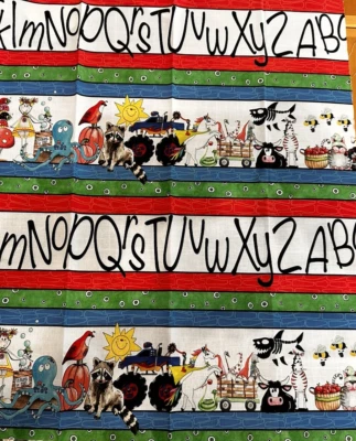 Alphabet with Animals Colorful Fabric Baby Juvenile Quilt OOP 1 Fat Quarter - Image 1 of 3