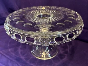 Vintage Antique Clear Glass w/ Rum Well Old Colony Lace Pedestal Cake Stand 7x12 - Picture 1 of 12