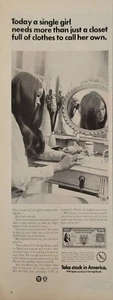 1970 US Savings Bond Vintage Print Ad Series E Save For The Future Young Woman - Bild 1 von 1