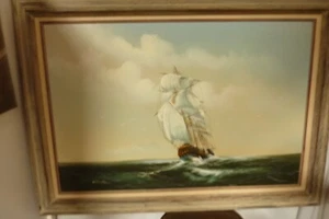 Original Signed Oil On Canvas Painting By Winslow Ship At Sea - Picture 1 of 11