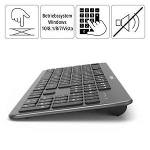 Hama Funk Tastatur KW-700 kabellos wireless Keyboard QWERTZ slim leise Tasten SW - Bild 1 von 5