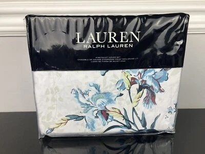 Ralph Lauren Eden Botanical Floral Cotton Sateen 3 Pc Duvet Cover Sham Set KING - Image 1 of 4
