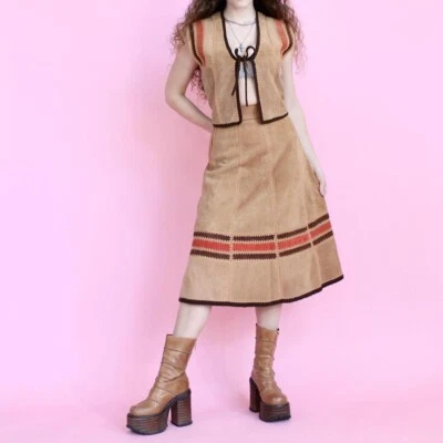 Juego de ganchillo vintage años 70 gamuza cuero Foto 1 de 4