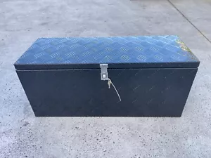 Aluminium Top Open Rectangular Tool Box Ute Tray Trailer Drawbar 800 x 300 x 350 - Picture 1 of 9