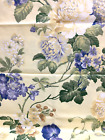 Cottage Floral Fabric Remnant Yellow White Green Blue Screen Print 23" X 53"