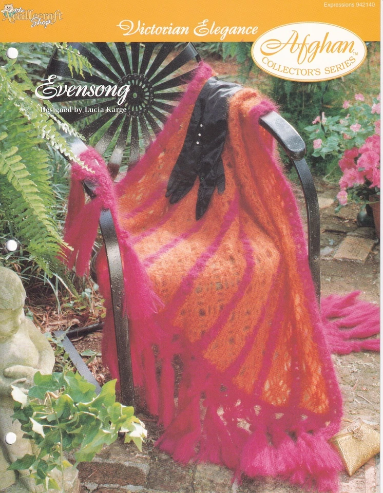 Afghan Crochet Pattern EVENSONG Fuzzy Mohair Needlecraft Shop - Image 1 of 1