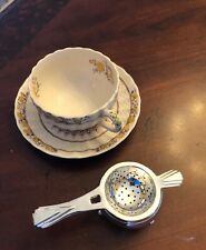 Tea Strainer, Silver Plated w/ Drip Bowl, Antique Reproduction, So Ho style