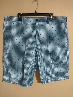 Banana Republic синий клетчатый пальмы дерево дизайн опрятный повседневные шорты - Мужская 40 - Изображение 1 из 4