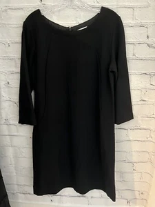 Joan Vass Solid Black 3/4 Sleeve Dress Zip Entry Rayon/Nylon/Spandex Women's 2 - Picture 1 of 10