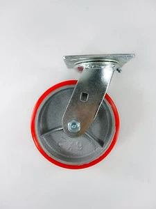 6" x 2" Polyurethan auf Gusseisen (rot) - drehbar - Bild 1 von 2