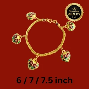 Hearts 22K 24K Thai Baht Yellow Gold Plated Bracelet Bangle Jewelry Women - Picture 1 of 4