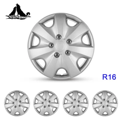 16" 4PCS Wheel Covers Full Rim Snap On Hub Caps R16 For Mazda 2 Mitsubishi Ford - Image 1 of 4