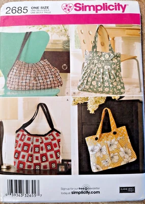 Uncut Simplicity 2685 Sew Pattern Project Knitting Bag Purse Tote Handbag Shop - Image 1 of 4